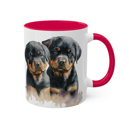Rottweiler Pupies - Color Accent Mugs, 11oz